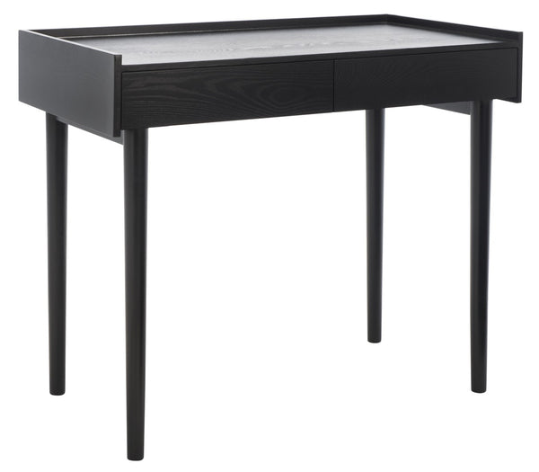 Safavieh Henley Mid-Century Modern 2 Drawer Desk For Home Office - Compact, Stylish & Functional Workspace Black DSK2100E