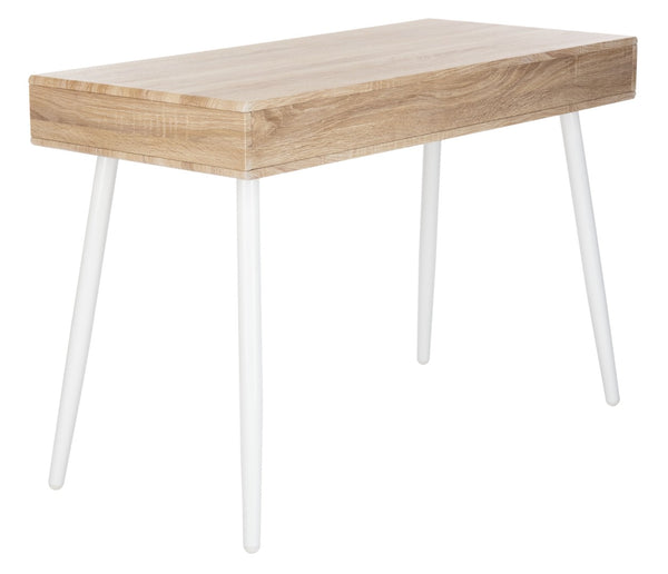 Safavieh Jorja Chic Contemporary Desk With Drawer And Open Shelf For Modern Home Office And Small Spaces Natural/White DSK2200A