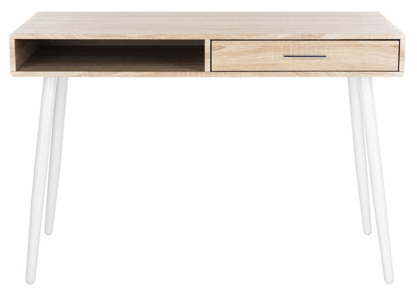 Safavieh Jorja Chic Contemporary Desk With Drawer And Open Shelf For Modern Home Office And Small Spaces Natural/White DSK2200A