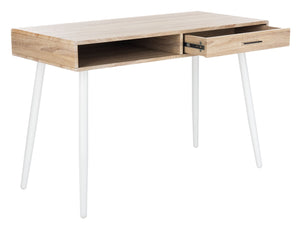 Safavieh Jorja Chic Contemporary Desk With Drawer And Open Shelf For Modern Home Office And Small Spaces Natural/White DSK2200A