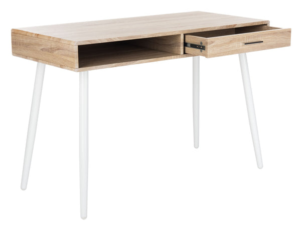 Safavieh Jorja Chic Contemporary Desk With Drawer And Open Shelf For Modern Home Office And Small Spaces Natural/White DSK2200A