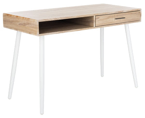 Safavieh Jorja Chic Contemporary Desk With Drawer And Open Shelf For Modern Home Office And Small Spaces Natural/White DSK2200A