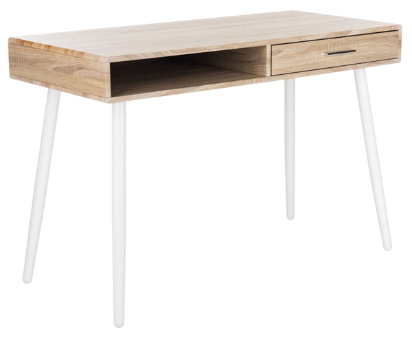 Safavieh Jorja Chic Contemporary Desk With Drawer And Open Shelf For Modern Home Office And Small Spaces Natural/White DSK2200A