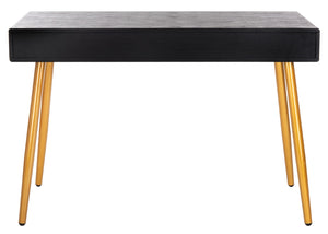Safavieh Jorja Chic Contemporary Desk With Drawer And Open Shelf For Modern Home Office And Small Spaces Black/Gold DSK2200B