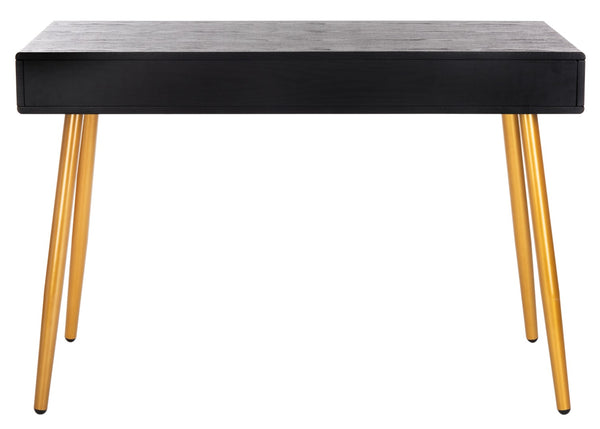 Safavieh Jorja Chic Contemporary Desk With Drawer And Open Shelf For Modern Home Office And Small Spaces Black/Gold DSK2200B