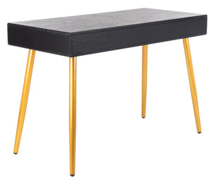 Safavieh Jorja Chic Contemporary Desk With Drawer And Open Shelf For Modern Home Office And Small Spaces Black/Gold DSK2200B