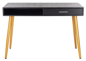 Safavieh Jorja Chic Contemporary Desk With Drawer And Open Shelf For Modern Home Office And Small Spaces Black/Gold DSK2200B