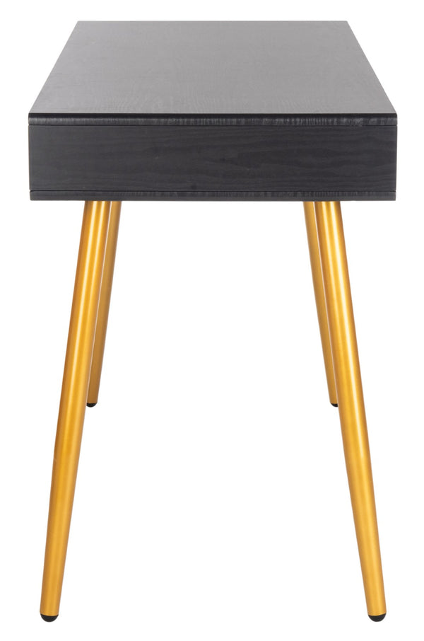 Safavieh Jorja Chic Contemporary Desk With Drawer And Open Shelf For Modern Home Office And Small Spaces Black/Gold DSK2200B