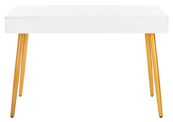 Safavieh Jorja Chic Contemporary Desk With Drawer And Open Shelf For Modern Home Office And Small Spaces White/Gold DSK2200C