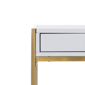 Safavieh Elaine 1-Drawer Desk - Modern Elegance With High-Gloss Finish And Stylish Geometric Frame Design White/Gold DSK2201A