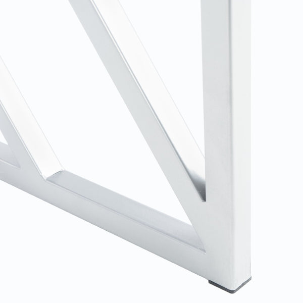Safavieh Elaine 1-Drawer Desk - Modern Elegance With High-Gloss Finish And Stylish Geometric Frame Design White/Silver DSK2201B