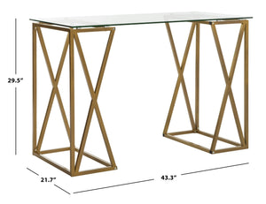 Safavieh Theresa Glass Top Desk - Elegant Minimalist Design With Gold Frame For Home Office & Modern Décor DSK2202A