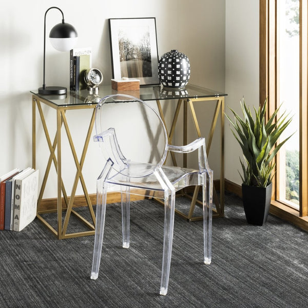 Safavieh Theresa Glass Top Desk - Elegant Minimalist Design With Gold Frame For Home Office & Modern Décor DSK2202A