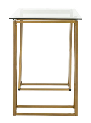 Safavieh Theresa Glass Top Desk - Elegant Minimalist Design With Gold Frame For Home Office & Modern Décor DSK2202A