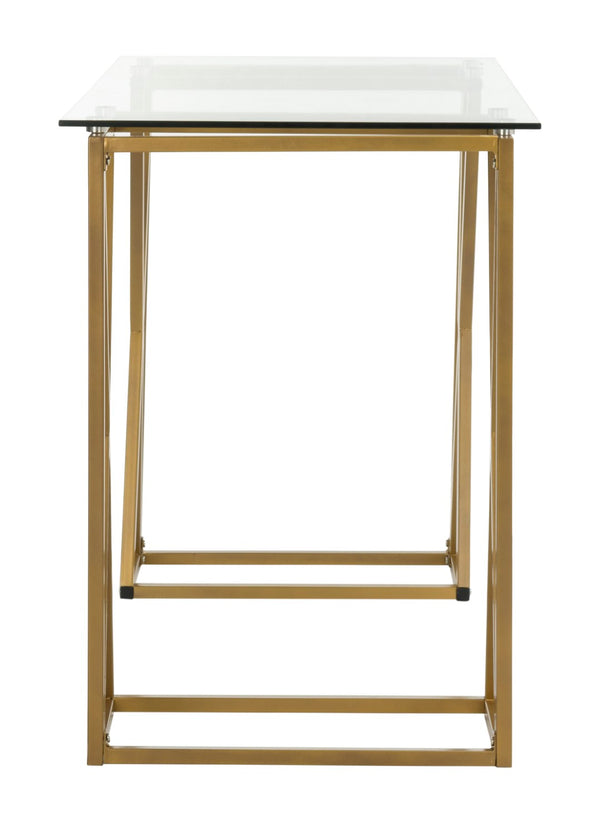 Safavieh Theresa Glass Top Desk - Elegant Minimalist Design With Gold Frame For Home Office & Modern Décor DSK2202A
