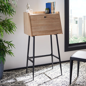 Safavieh Xander Modern Secretary Desk - Chic Space-Saving Solution For Stylish Home Offices And Small Spaces Natural/Black DSK2203A