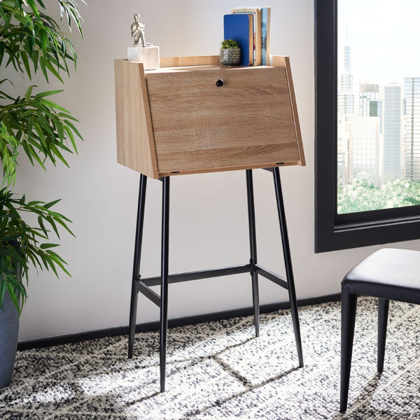 Safavieh Xander Modern Secretary Desk - Chic Space-Saving Solution For Stylish Home Offices And Small Spaces Natural/Black DSK2203A