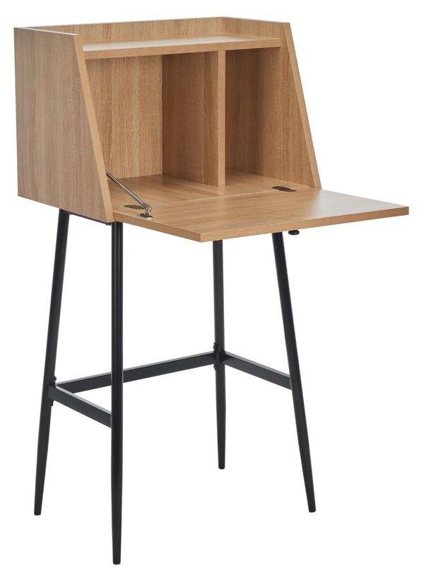 Safavieh Xander Modern Secretary Desk - Chic Space-Saving Solution For Stylish Home Offices And Small Spaces Natural/Black DSK2203A