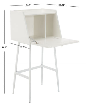 Safavieh Xander Modern Secretary Desk - Chic Space-Saving Solution For Stylish Home Offices And Small Spaces White/White DSK2203B