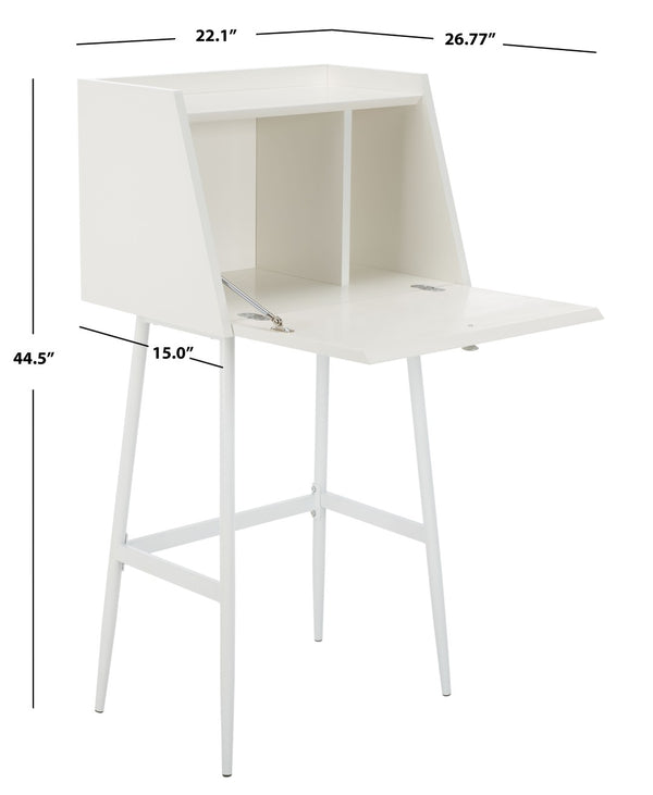 Safavieh Xander Modern Secretary Desk - Chic Space-Saving Solution For Stylish Home Offices And Small Spaces White/White DSK2203B