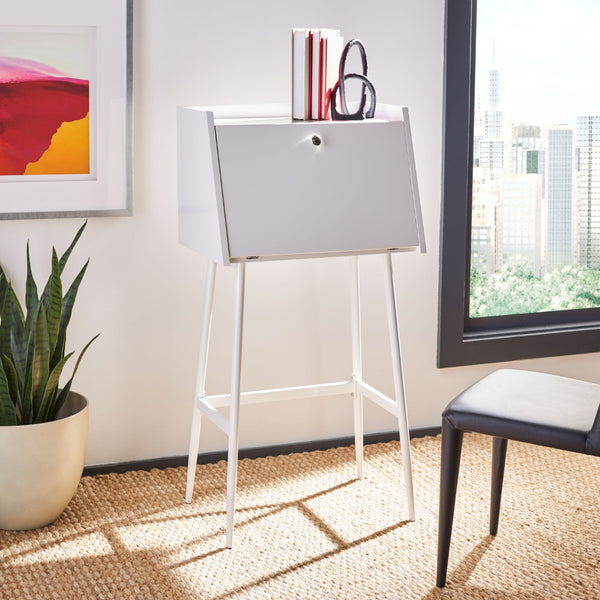 Safavieh Xander Modern Secretary Desk - Chic Space-Saving Solution For Stylish Home Offices And Small Spaces White/White DSK2203B