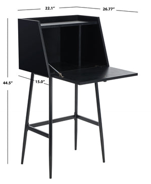Safavieh Xander Modern Secretary Desk - Chic Space-Saving Solution For Stylish Home Offices And Small Spaces Black DSK2203C