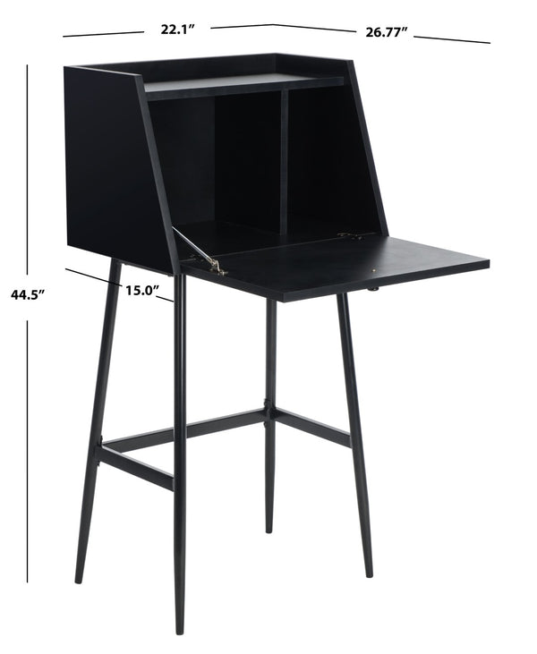 Safavieh Xander Modern Secretary Desk - Chic Space-Saving Solution For Stylish Home Offices And Small Spaces Black DSK2203C