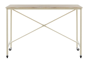 Safavieh Callie Modern Rolling Desk With Oak-Finish Top And Cream Metal Frame For Home Or Office Use DSK2204A