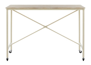 Safavieh Callie Modern Rolling Desk With Oak-Finish Top And Cream Metal Frame For Home Or Office Use DSK2204A