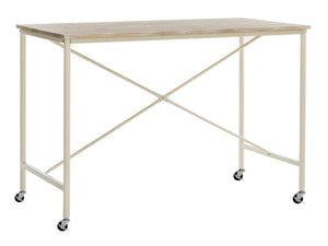 Safavieh Callie Modern Rolling Desk With Oak-Finish Top And Cream Metal Frame For Home Or Office Use DSK2204A