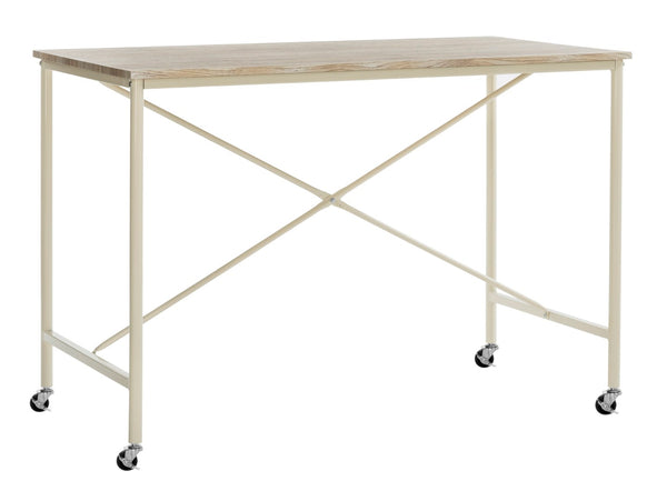 Safavieh Callie Modern Rolling Desk With Oak-Finish Top And Cream Metal Frame For Home Or Office Use DSK2204A