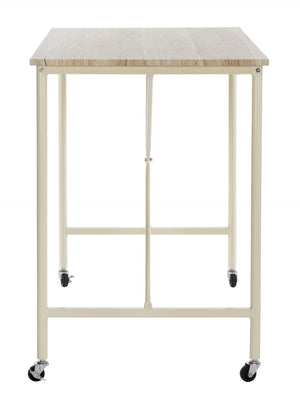 Safavieh Callie Modern Rolling Desk With Oak-Finish Top And Cream Metal Frame For Home Or Office Use DSK2204A