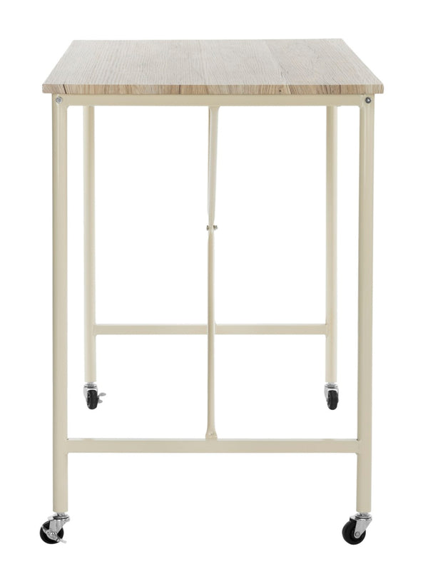 Safavieh Callie Modern Rolling Desk With Oak-Finish Top And Cream Metal Frame For Home Or Office Use DSK2204A