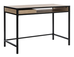 Safavieh Alan Modern One-Shelf Desk With Drawer - Stylish Oak Finish & Sturdy Metal Frame For Home Office DSK2205A