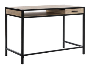 Safavieh Alan Modern One-Shelf Desk With Drawer - Stylish Oak Finish & Sturdy Metal Frame For Home Office DSK2205A