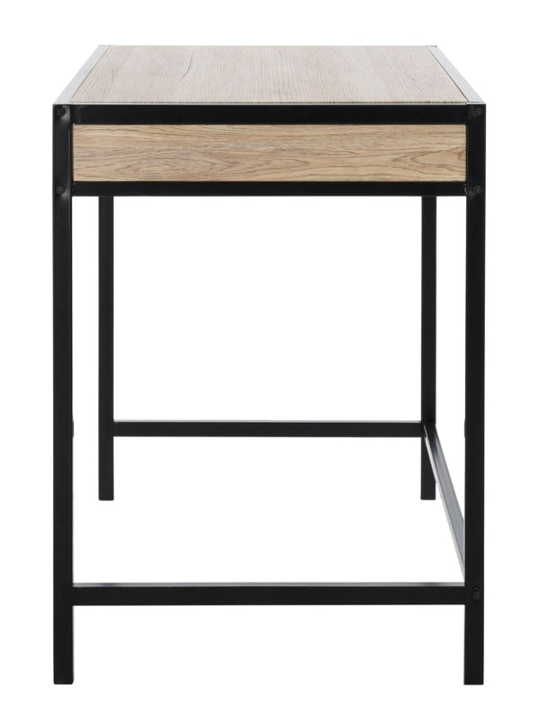Safavieh Alan Modern One-Shelf Desk With Drawer - Stylish Oak Finish & Sturdy Metal Frame For Home Office DSK2205A