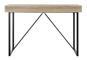 Safavieh Hilton Contemporary 3 Drawer Desk With Rustic Oak Finish & Black Metal Frame For Stylish Workspaces DSK2206A
