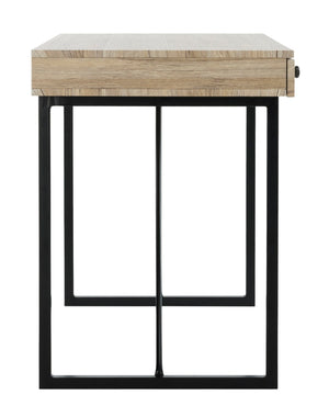 Safavieh Hilton Contemporary 3 Drawer Desk With Rustic Oak Finish & Black Metal Frame For Stylish Workspaces DSK2206A