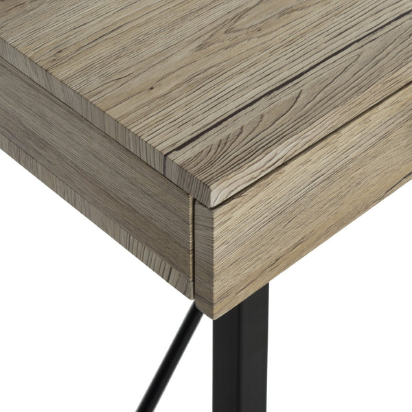 Safavieh Hilton Contemporary 3 Drawer Desk With Rustic Oak Finish & Black Metal Frame For Stylish Workspaces DSK2206A