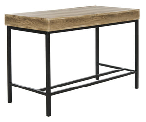 Safavieh Patrick Modern 2 Drawer Desk With Oak Finish And Black Metal Frame For Stylish Home Office Setup DSK2207A