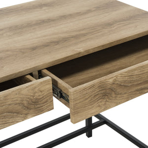 Safavieh Patrick Modern 2 Drawer Desk With Oak Finish And Black Metal Frame For Stylish Home Office Setup DSK2207A