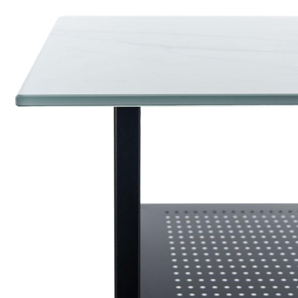 Safavieh Xyla Modern Glass Top Desk With 3 Open Shelves - Stylish Industrial Design For Home Office & Study DSK2208A