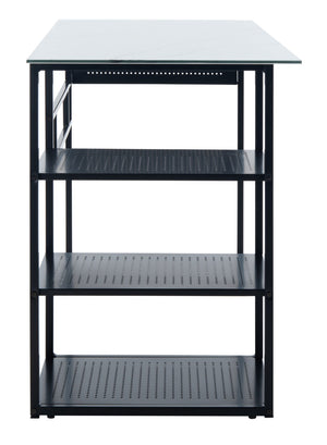 Safavieh Xyla Modern Glass Top Desk With 3 Open Shelves - Stylish Industrial Design For Home Office & Study DSK2208A