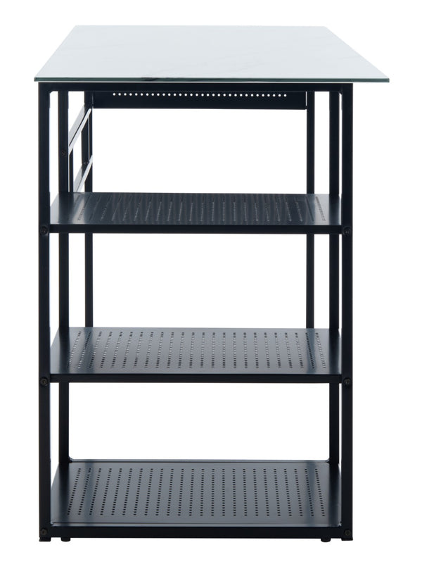Safavieh Xyla Modern Glass Top Desk With 3 Open Shelves - Stylish Industrial Design For Home Office & Study DSK2208A