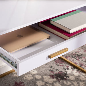 Safavieh Elodie Modern One-Drawer Desk In Bright White With Glam Gold Frame – Perfect For Home Office & More! DSK2209A