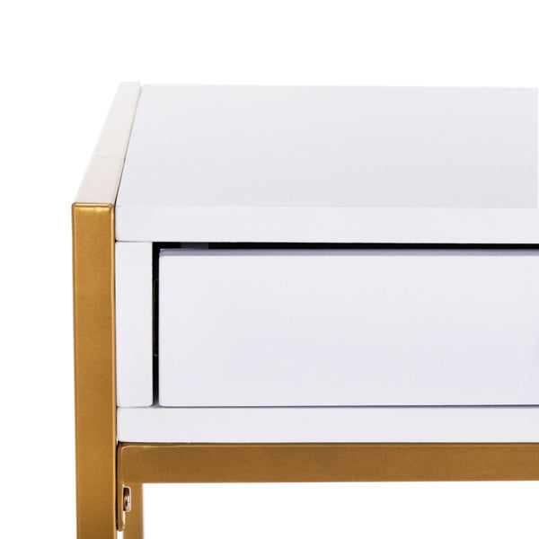 Safavieh Elodie Modern One-Drawer Desk In Bright White With Glam Gold Frame – Perfect For Home Office & More! DSK2209A
