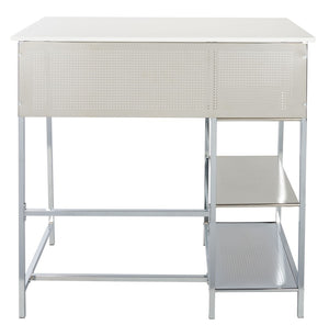 Safavieh Hayden 3-Shelf Standing Desk - Modern White Mdf & Chrome Frame For Stylish Home Office Organization DSK2210A