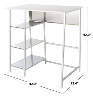 Safavieh Hayden 3-Shelf Standing Desk - Modern White Mdf & Chrome Frame For Stylish Home Office Organization DSK2210A