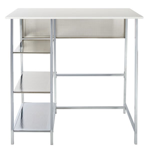 Safavieh Hayden 3-Shelf Standing Desk - Modern White Mdf & Chrome Frame For Stylish Home Office Organization DSK2210A