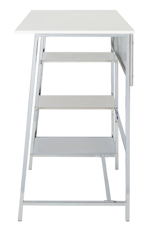 Safavieh Hayden 3-Shelf Standing Desk - Modern White Mdf & Chrome Frame For Stylish Home Office Organization DSK2210A